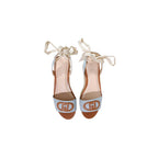 Light Blue Polyester Wedge Sandals