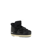 Black Polyester Lace-Up Boots