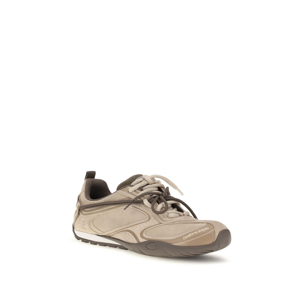 Beige Suede Leather Athletic Sneakers