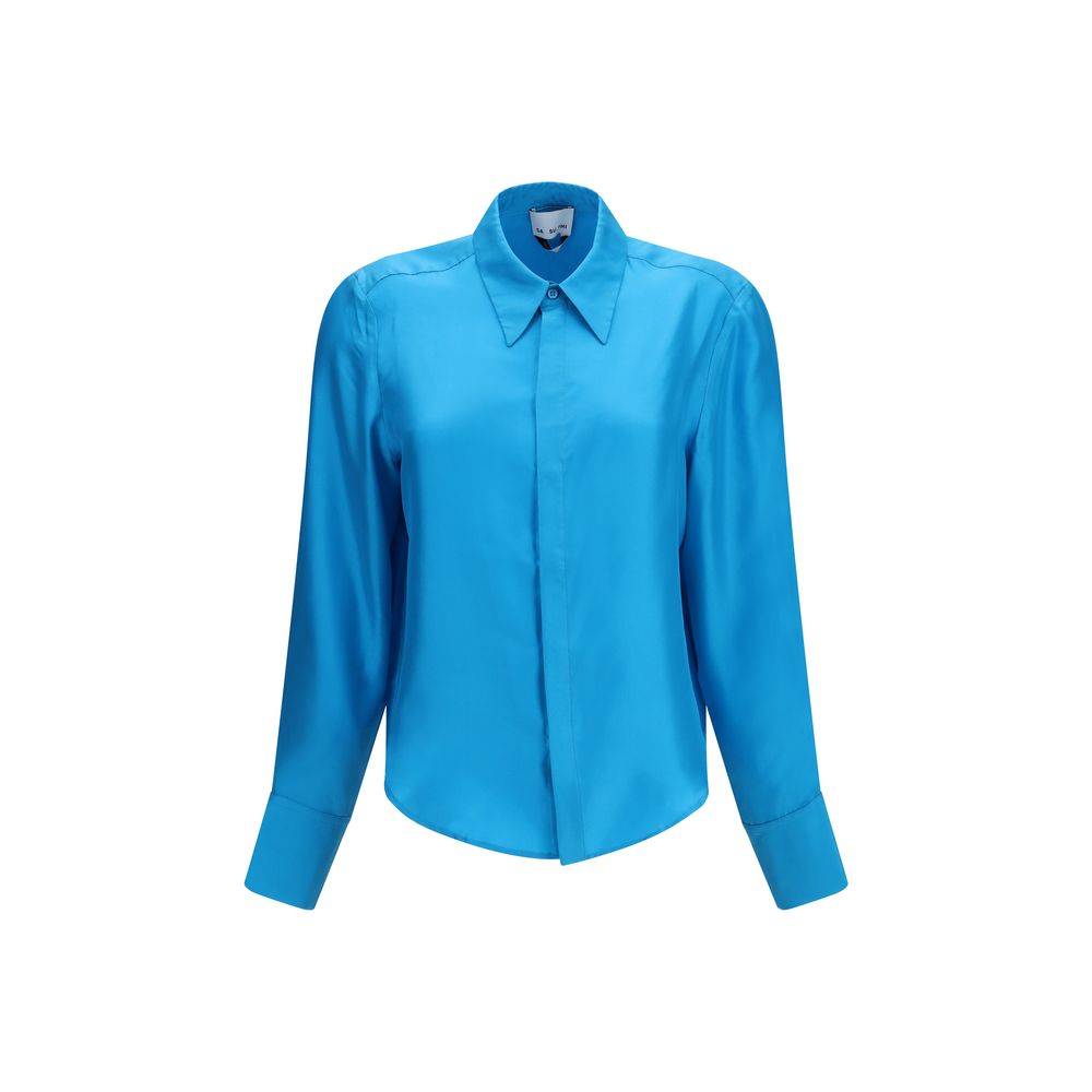 Blue Silk Dress Shirt