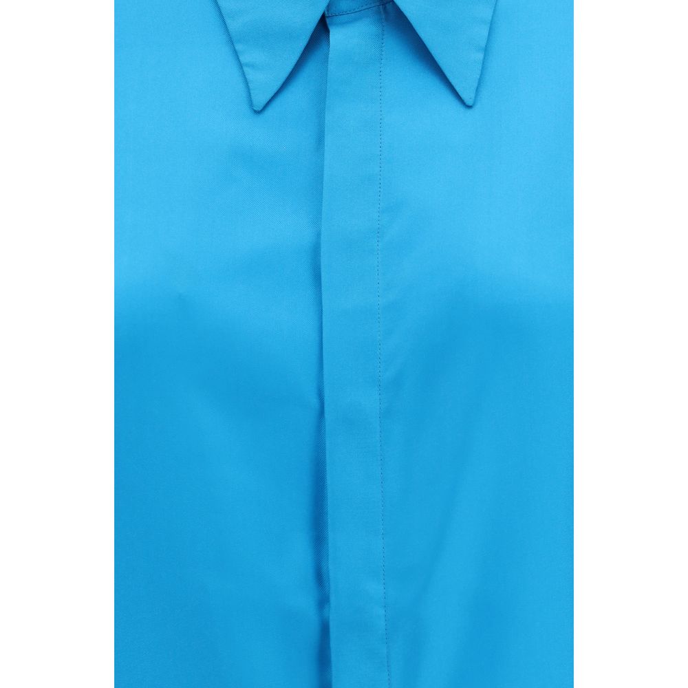 Blue Silk Dress Shirt