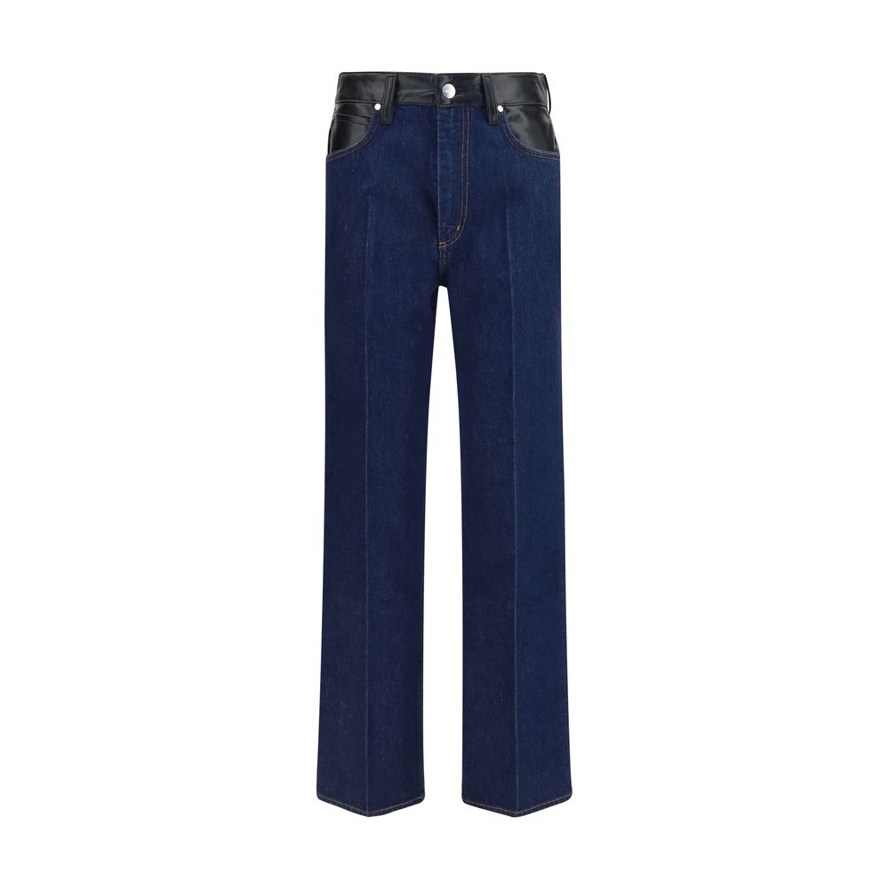 Blue Recycled Cotton Straight-Leg Jeans