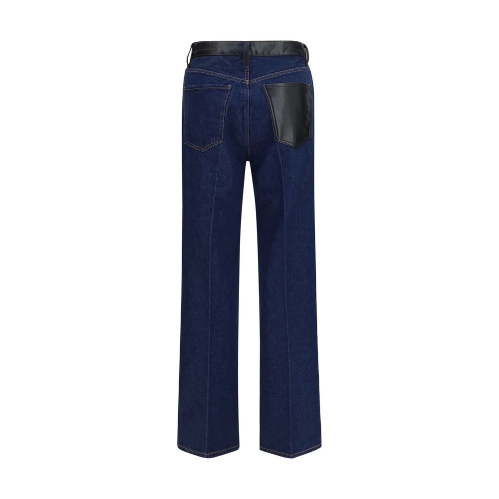 Blue Recycled Cotton Straight-Leg Jeans