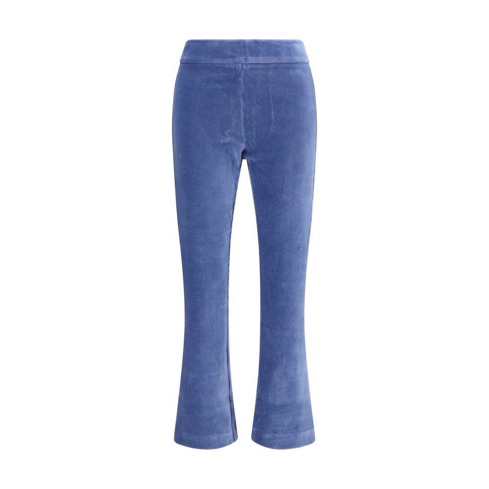 Blue Cotton Flared Pants