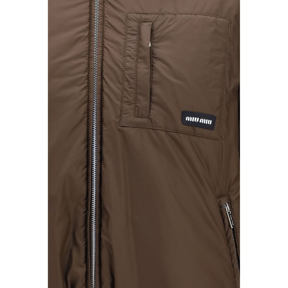 Brown Recycled Polyamide Full-Length Jacket