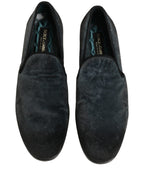 Blue Suede Slip On Men Slippers Loafers Shoes