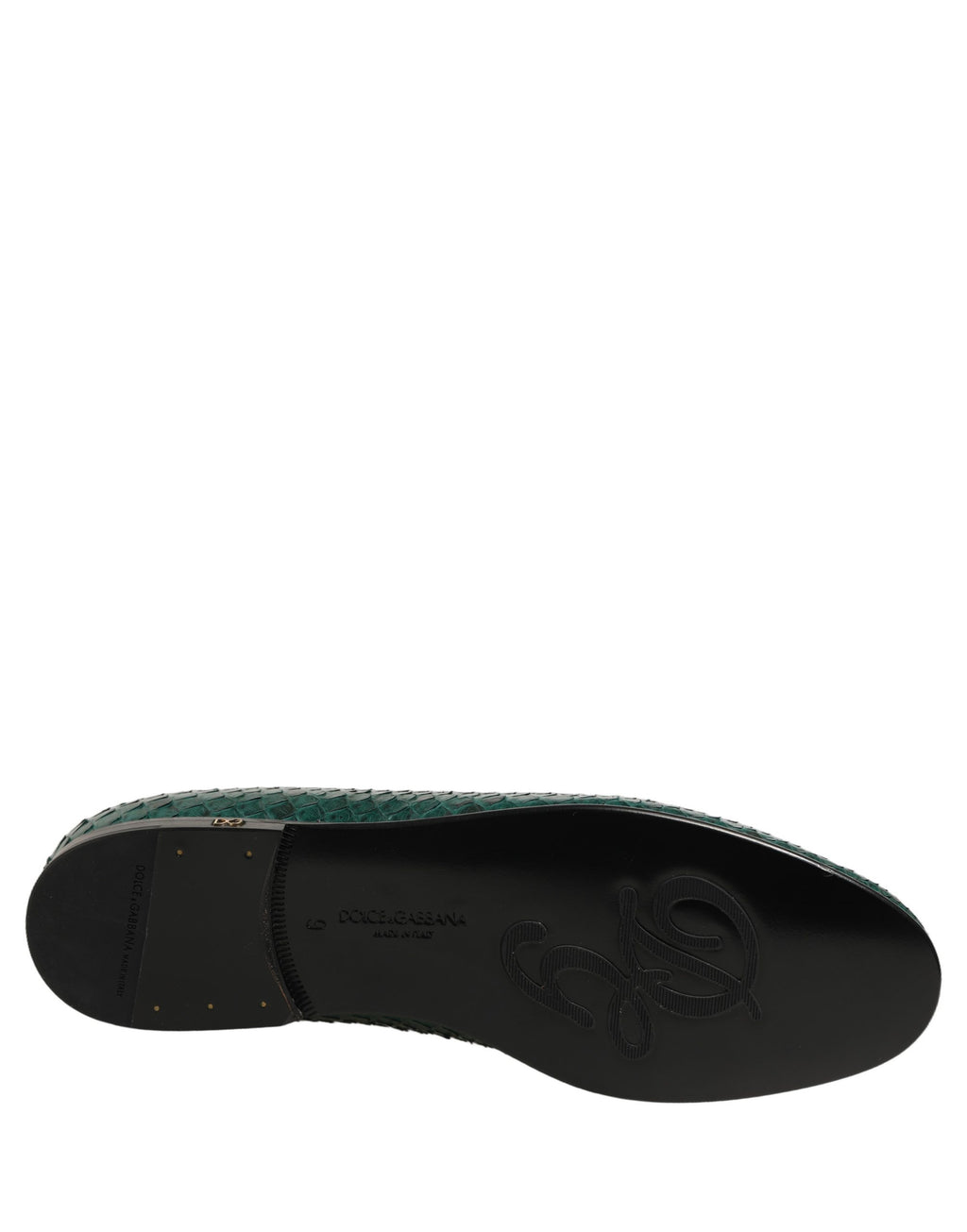 Dark Green Embossed Leather Loafers Shoes