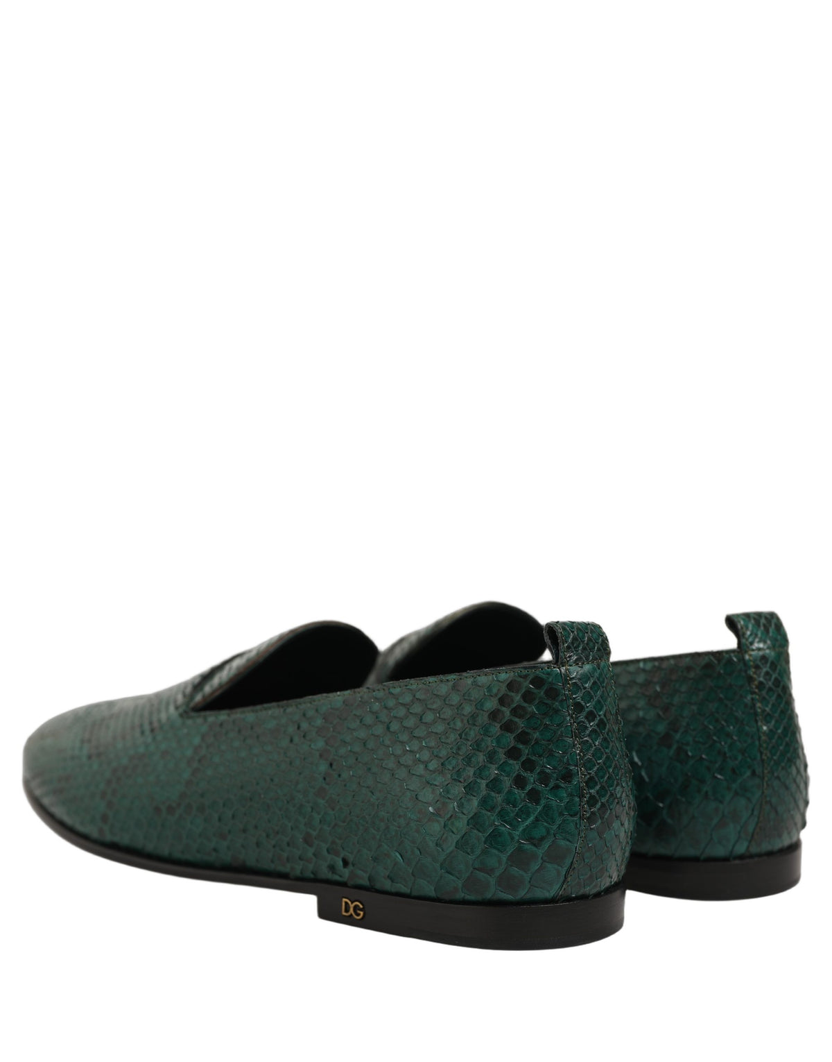 Dark Green Embossed Leather Loafers Shoes