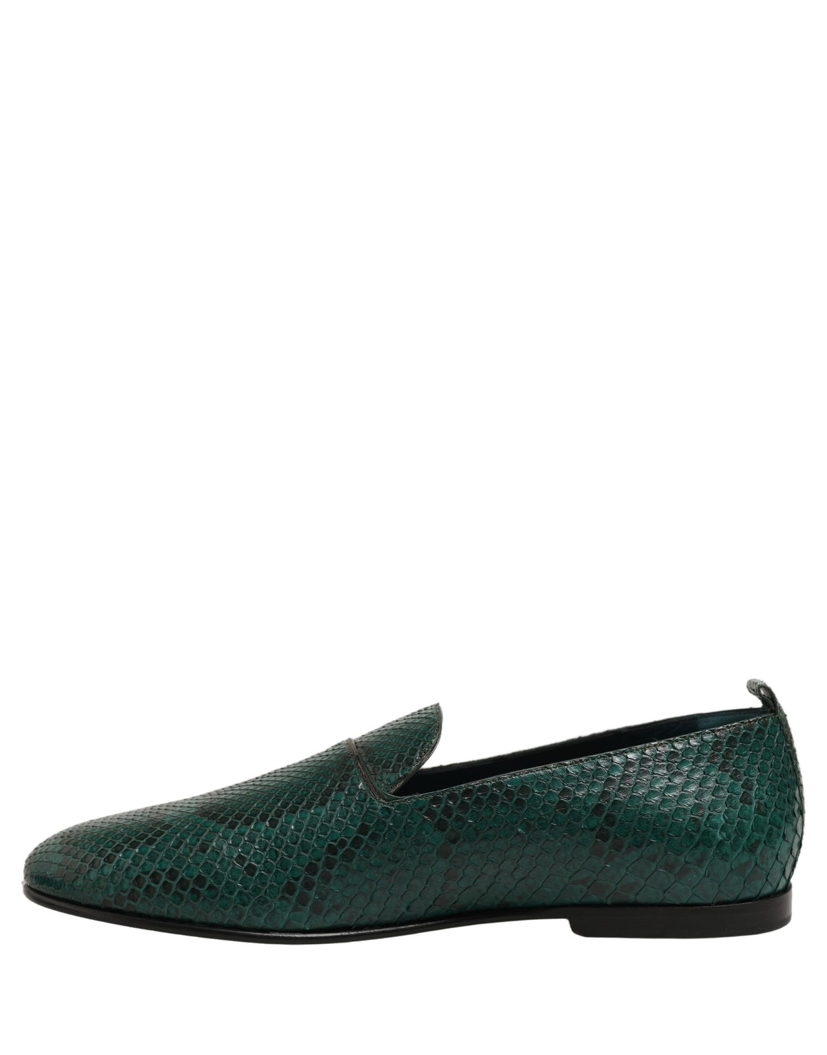 Dark Green Embossed Leather Loafers Shoes