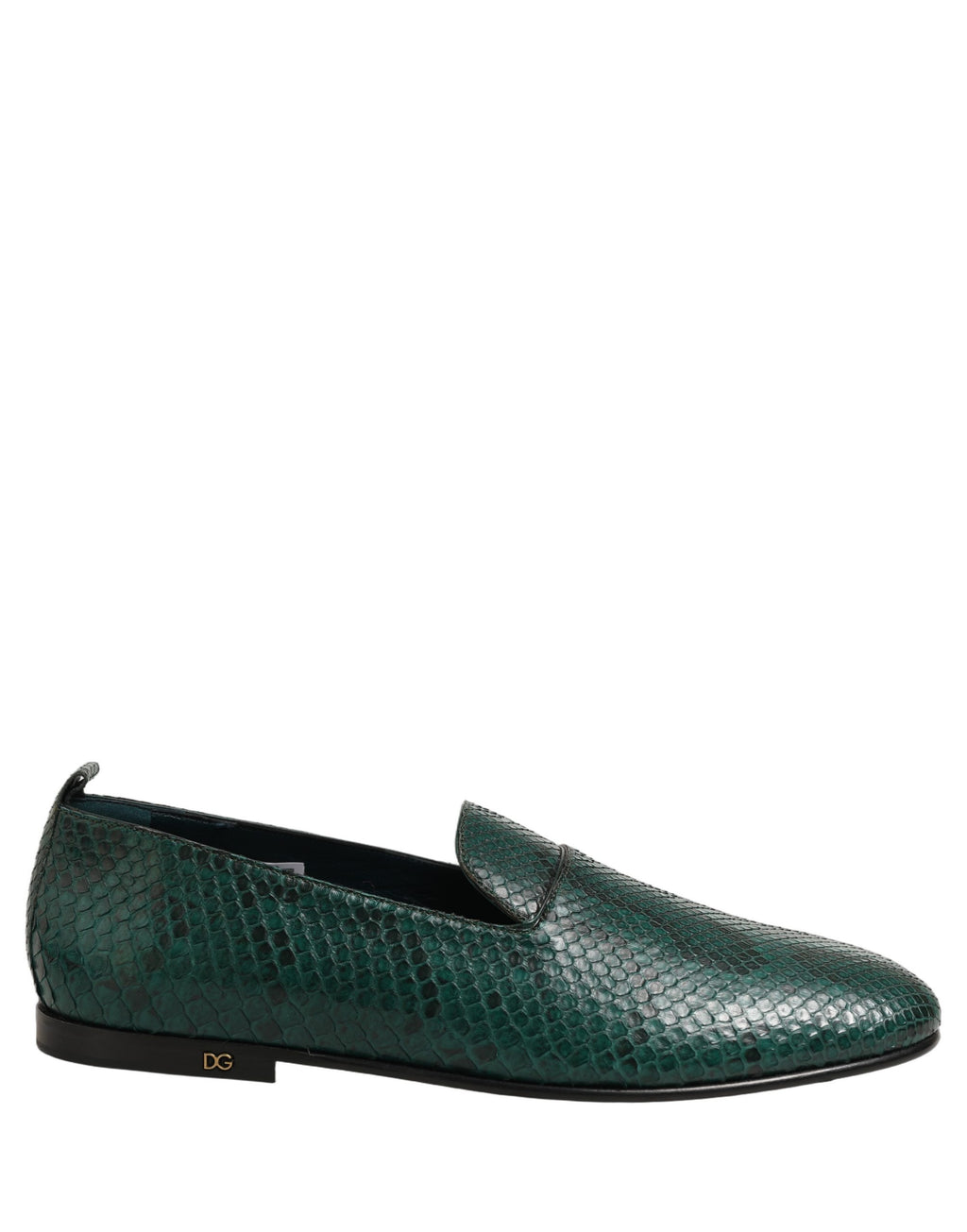 Dark Green Embossed Leather Loafers Shoes