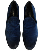 Blue Suede Slip On Men Slippers Loafers Shoes