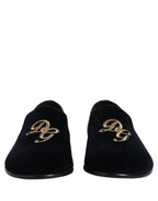 Black Suede DG Logo Slippers Men Loafers Shoes