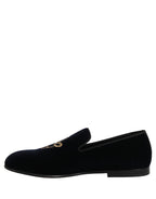 Black Suede DG Logo Slippers Men Loafers Shoes