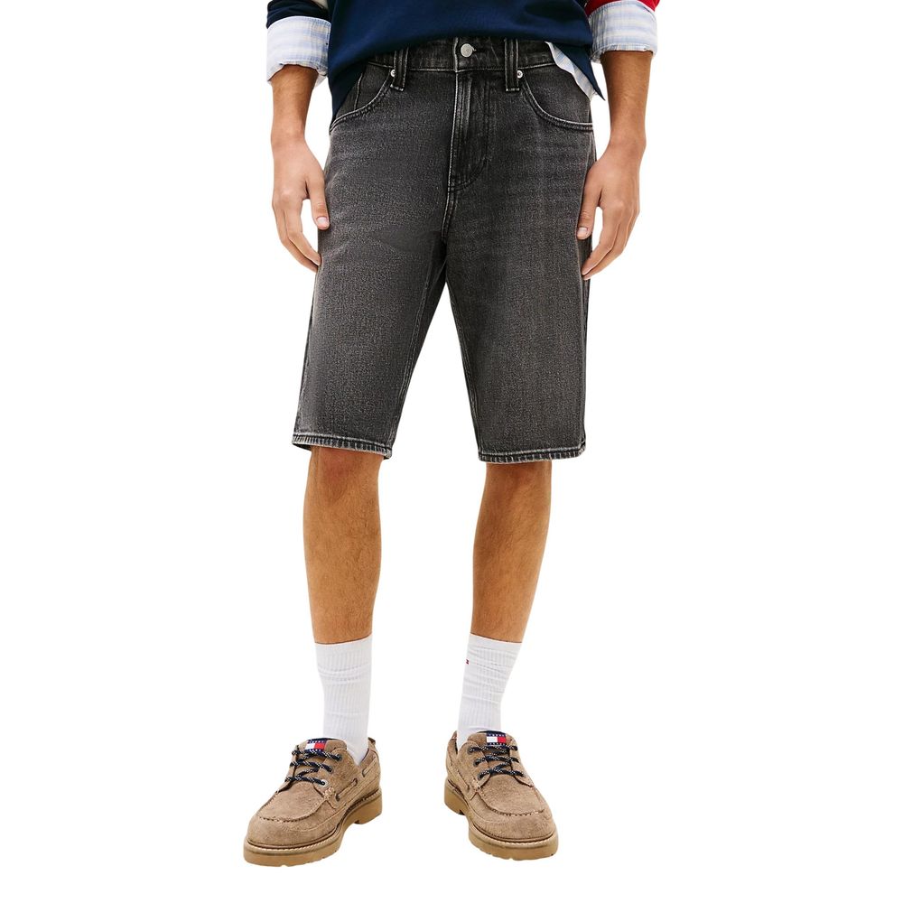 Black Recycled Cotton Bermuda Shorts