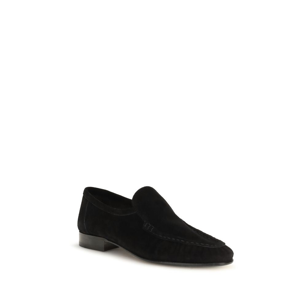 Black Suede Leather Slip-On Loafers