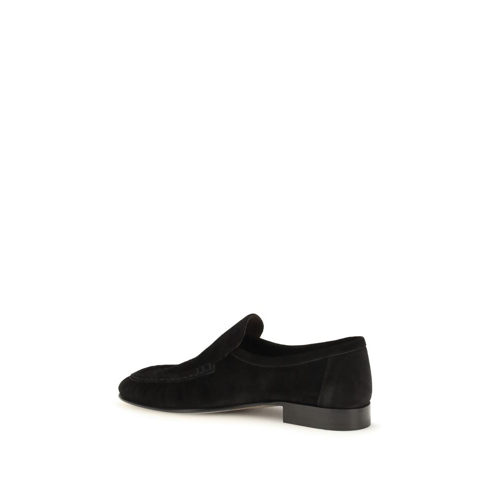 Black Suede Leather Slip-On Loafers