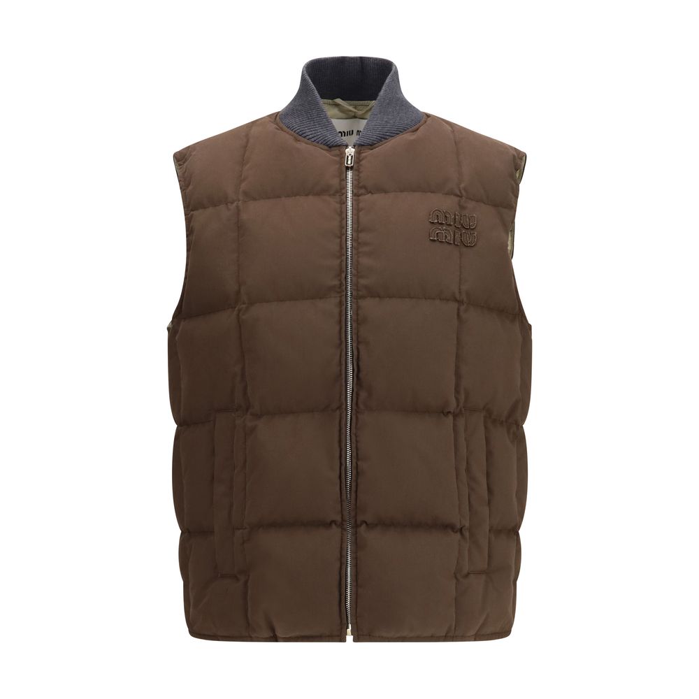 Brown Cotton Sleeveless Jacket