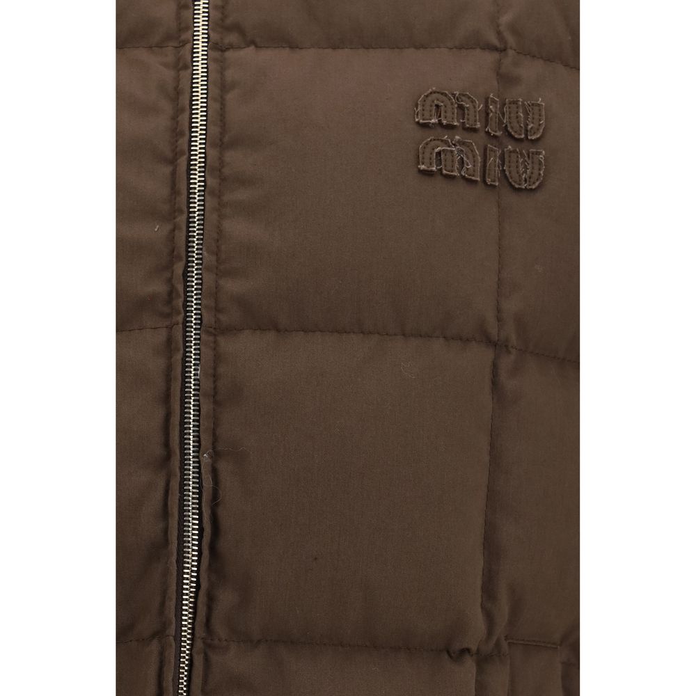 Brown Cotton Sleeveless Jacket