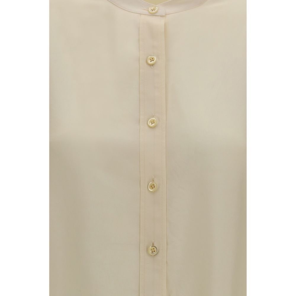 Beige Silk Dress Shirt