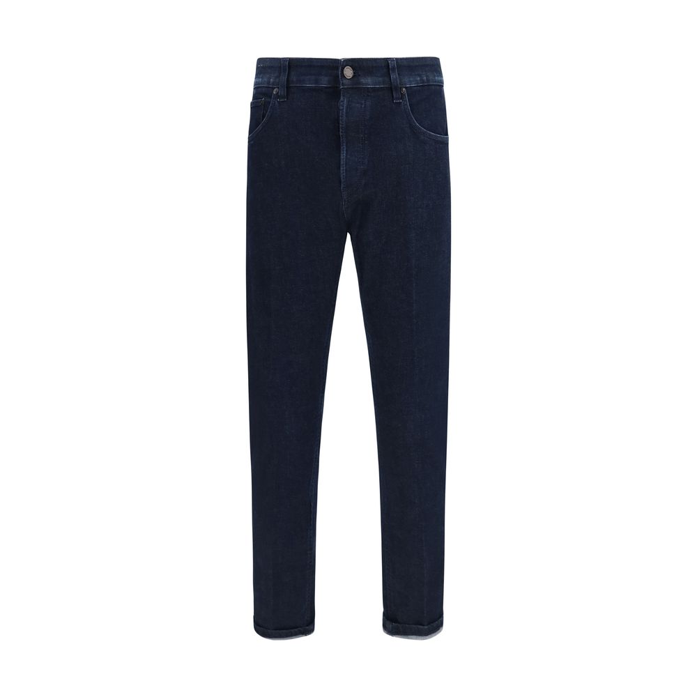 Blue Cotton Tapered Jeans