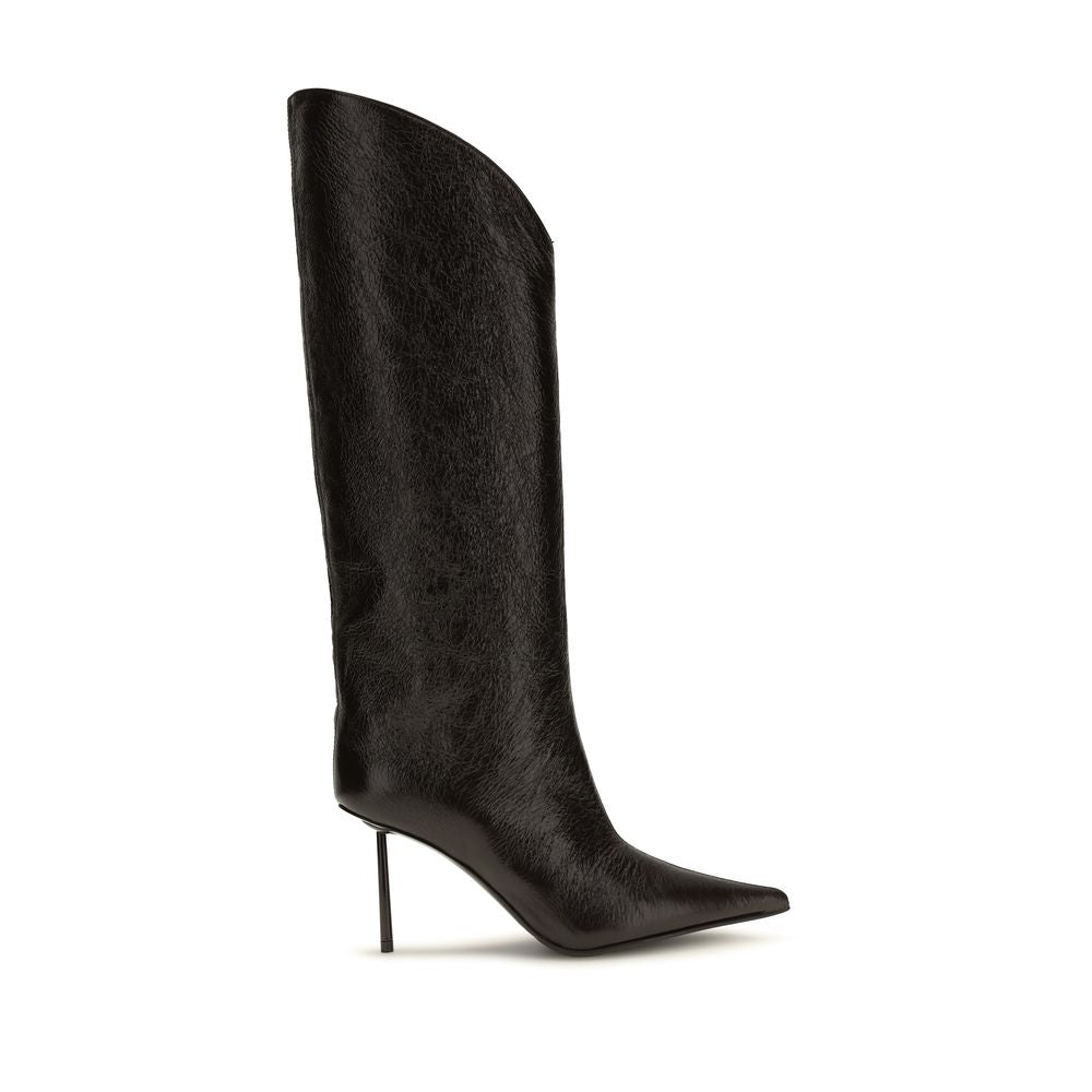 Black Calf Leather Bos Taurus High Heel Boots