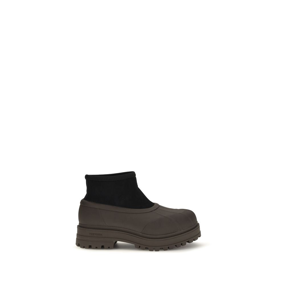 Brown Rubber Ankle Boots