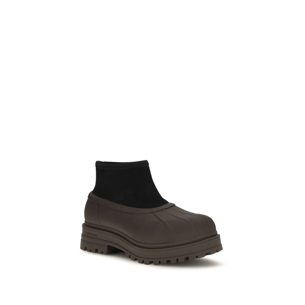 Brown Rubber Ankle Boots