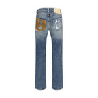Blue Cotton Straight-Leg Jeans