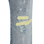 Blue Cotton Straight-Leg Jeans