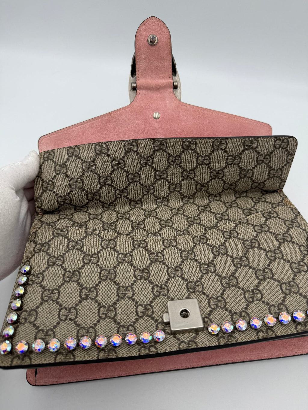 GUCCI DIONYSUS GG Supreme with Diamonds Handbag