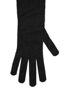 Black Polyester Long Elbow Length Gloves