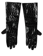 Black Polyester Patterned Short Length Gloves