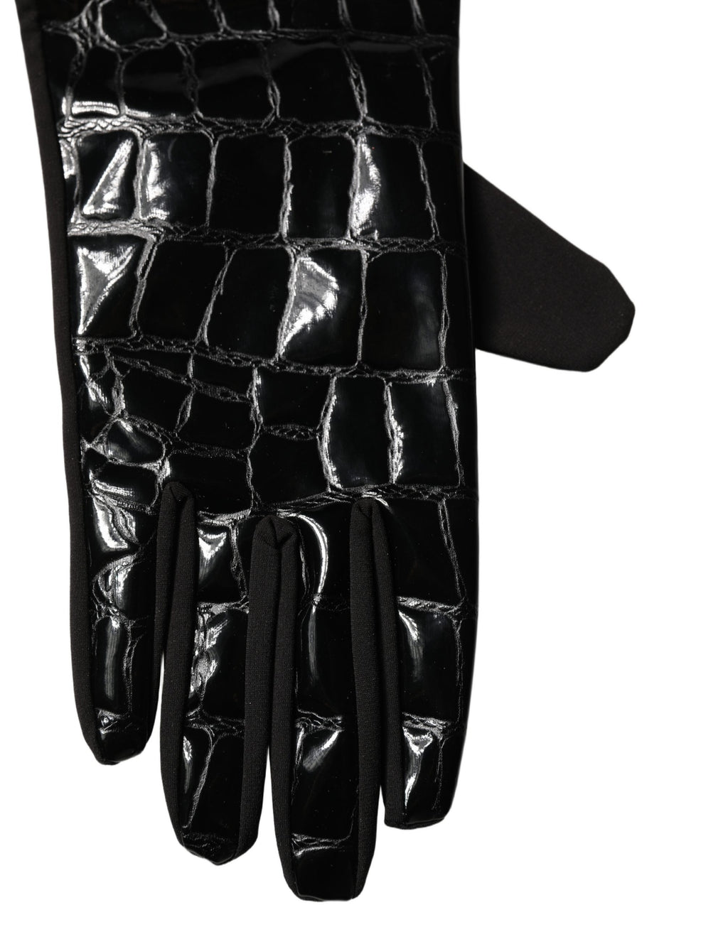 Black Polyester Patterned Short Length Gloves