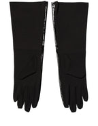 Black Polyester Patterned Short Length Gloves