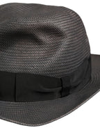 Men Gray Paper Woven Wide Brim Fedora Hat