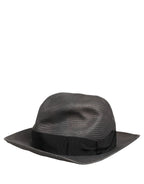 Men Gray Paper Woven Wide Brim Fedora Hat