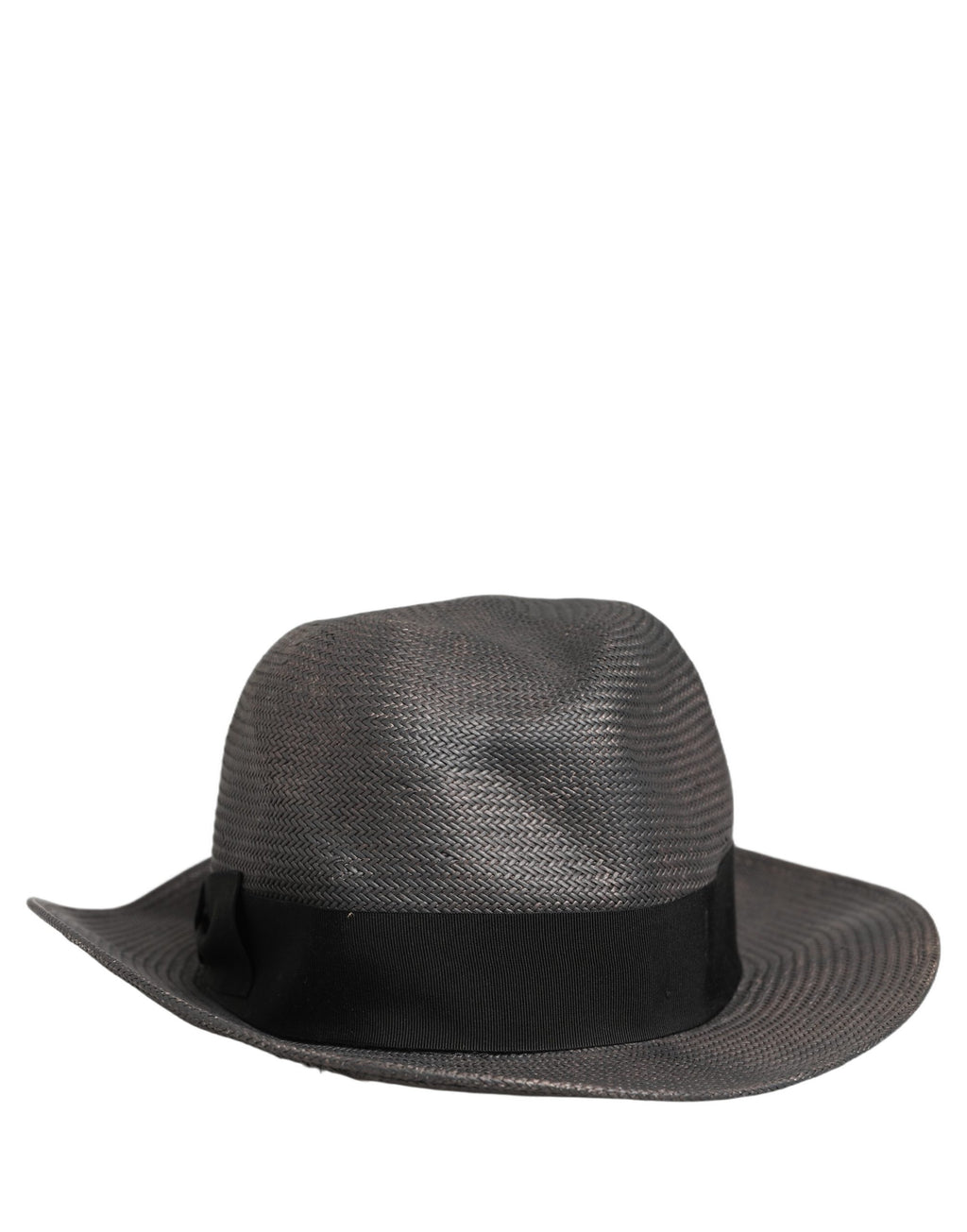 Men Gray Paper Woven Wide Brim Fedora Hat