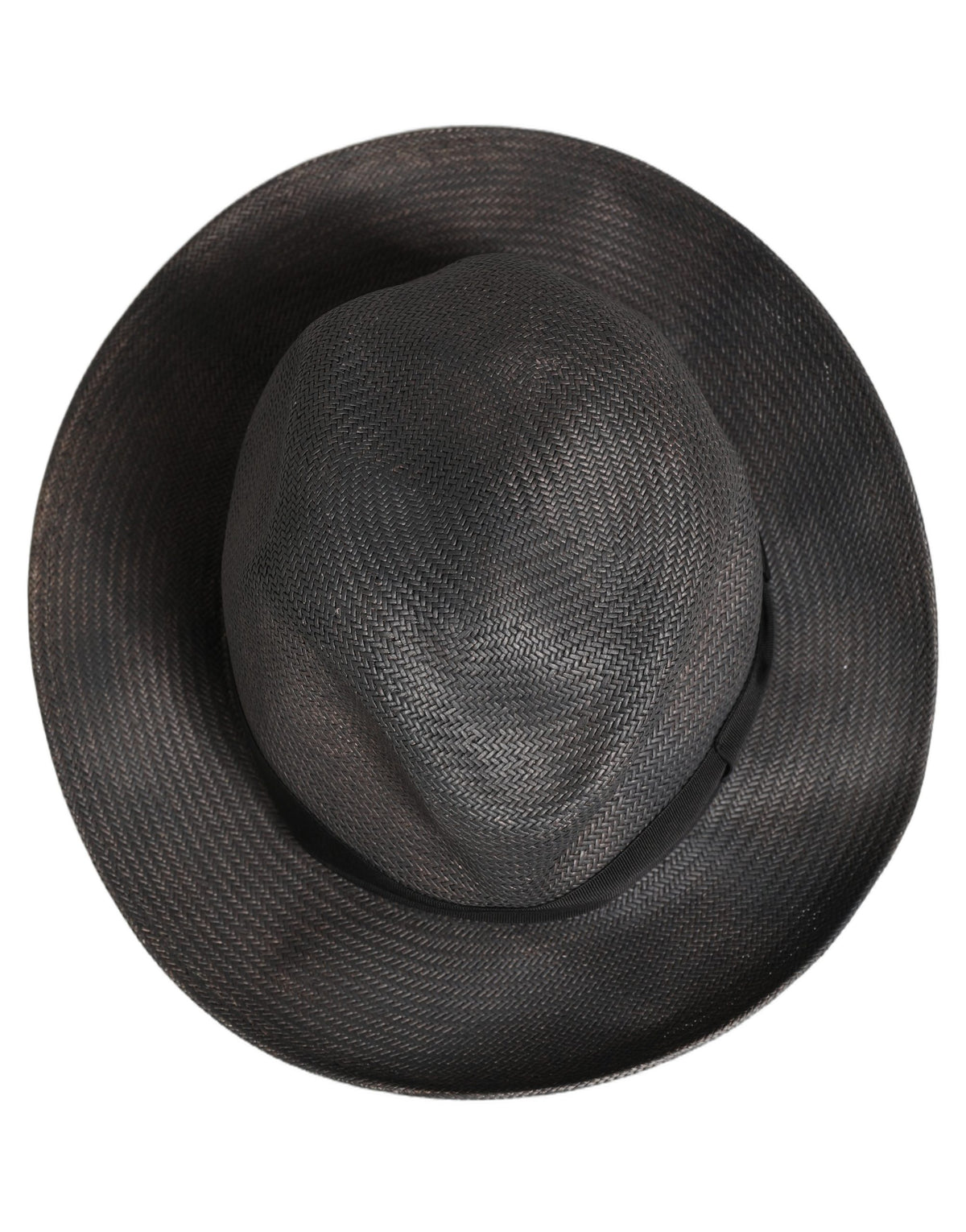 Men Gray Paper Woven Wide Brim Fedora Hat