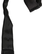 Men Black 100% Silk Adjustable Neck Papillon Bow Tie