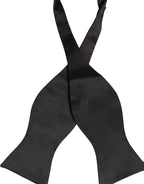 Men Black 100% Silk Adjustable Neck Papillon Bow Tie