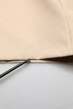 Beige Cotton Straight Men Formal Dress Pants
