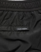Black DG Logo Drawstring Beach Shorts Swimwear