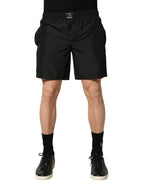 Black DG Logo Drawstring Beach Shorts Swimwear