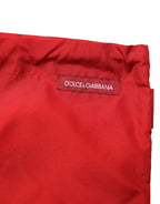 Red Polyester Drawstring Beach Shorts Swimwear
