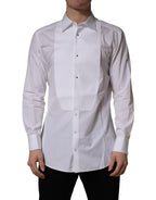 White Cotton Collared Bib GOLD Dress Shirt