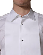 White Cotton Collared Bib GOLD Dress Shirt