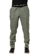 Gray Linen Tapered Men Dress Trouser Pants