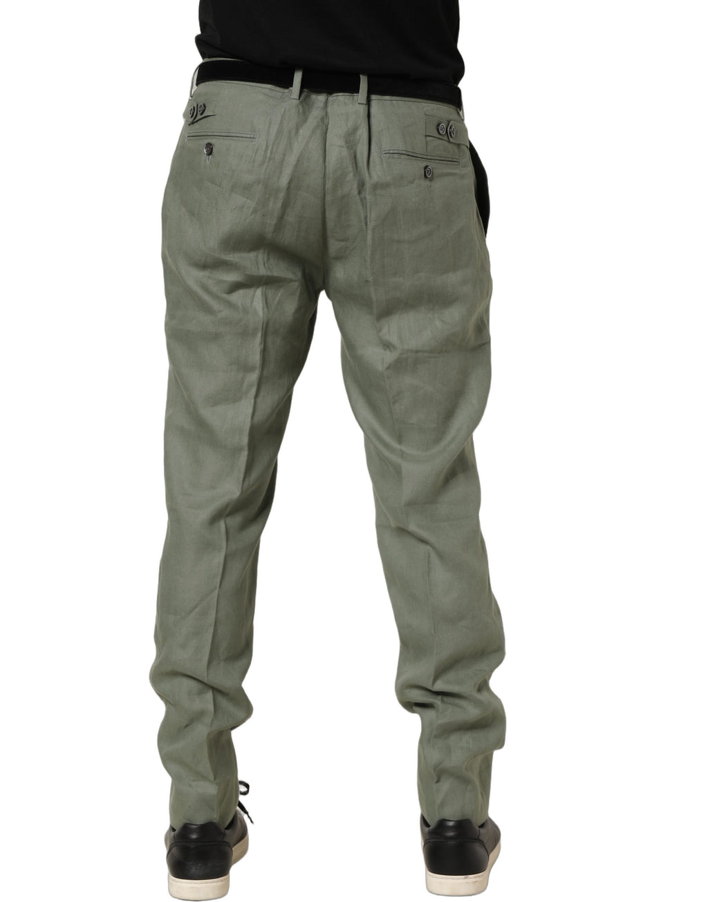 Gray Linen Tapered Men Dress Trouser Pants
