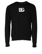 Black Wool DG Logo Men Crew Neck Sweater