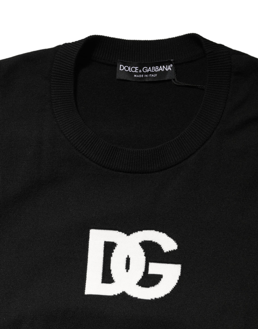Black Wool DG Logo Men Crew Neck Sweater